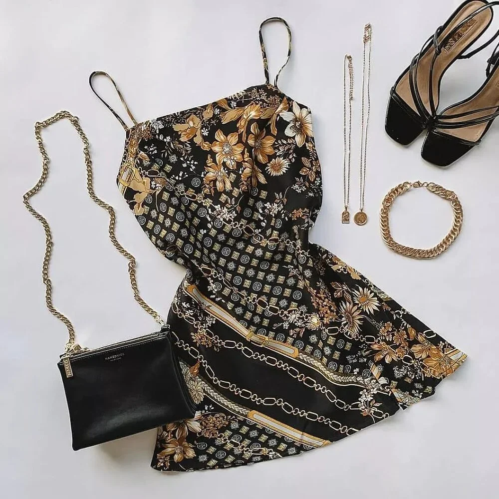 Princess Polly Printed Chains & Floral Satin Adjustable Straps Sexy Mini Dress - Picture 7 of 15